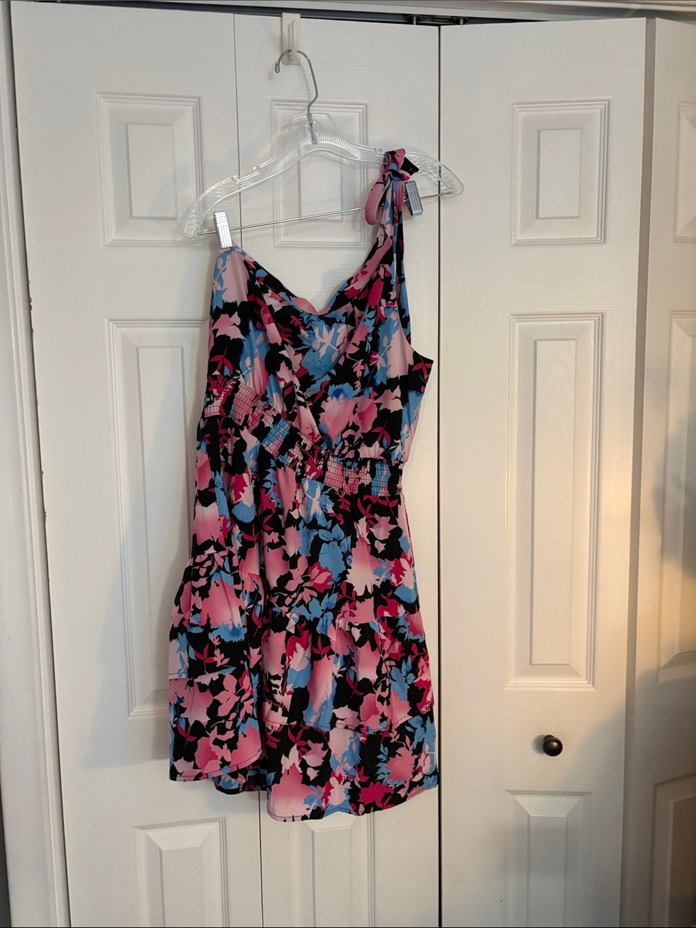 Women’s Pink Floral One-Shoulder Sundress